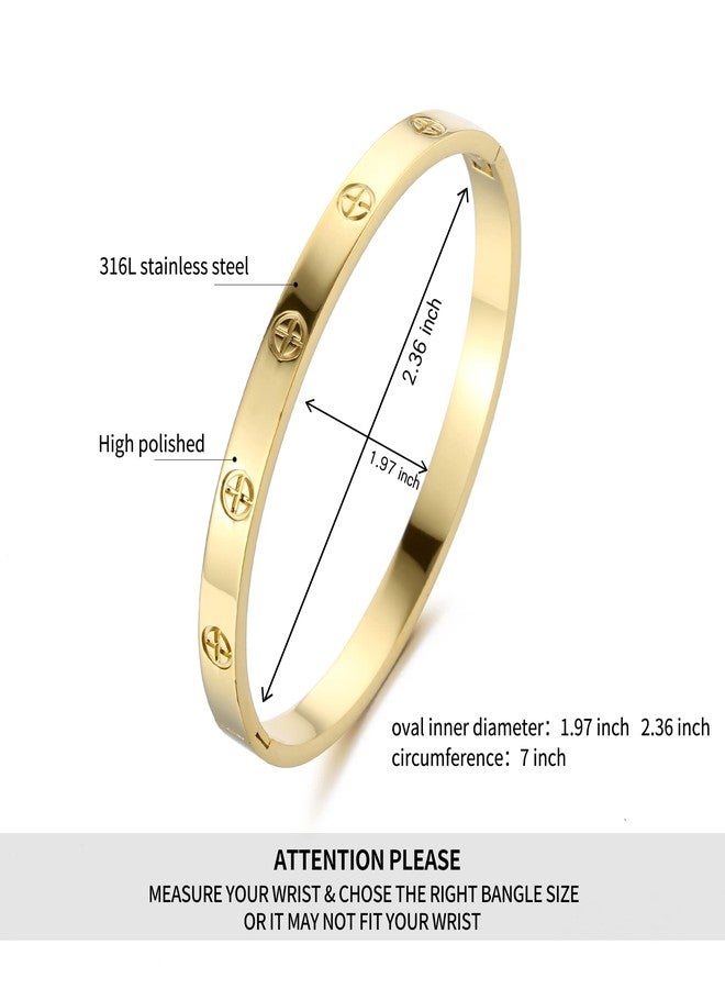 YCSLYW Women's Stainless Steel Bracelet Jewelry Crystal Bracelet With Cube Zircon Hinge Jewelry oval Bangle Christmas Valentines Birthday Gifts for Women - Image 2